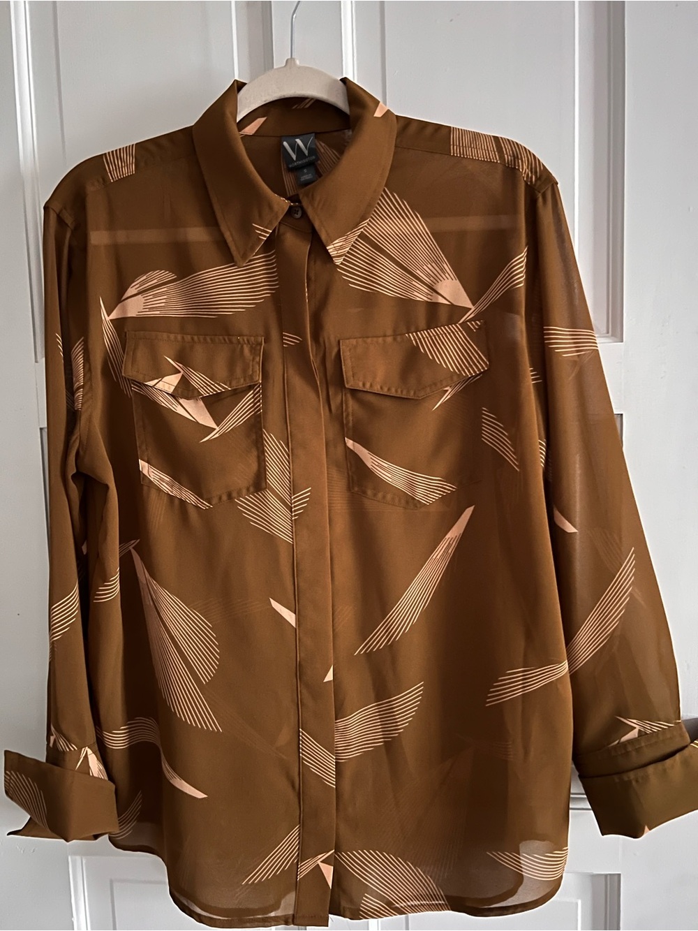 W by Worth Brown & Light Pink Printed Shirt Jacket